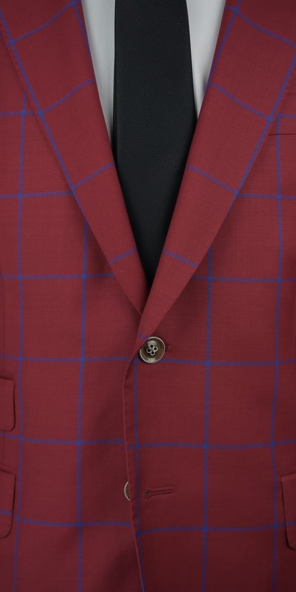 Red Windowpane Wool Suit