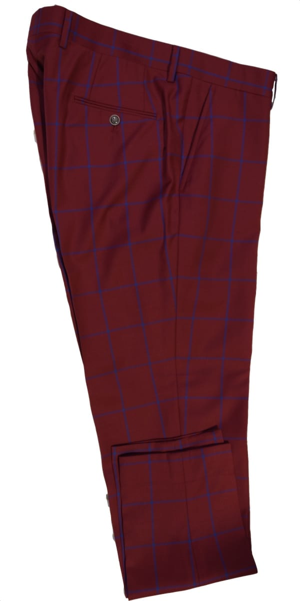 Red Windowpane Wool Suit