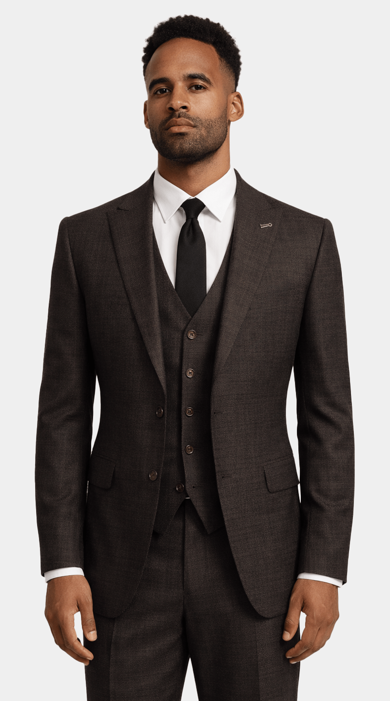 Brown Burgundy Wool Suit
