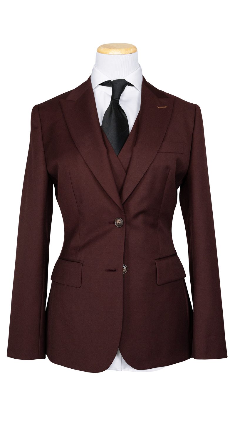 Women's Burgundy Wool Three-Piece Suit