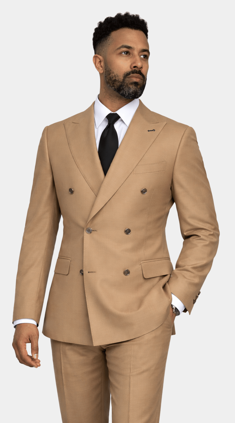 Complet Laine Caramel Double Boutonnage