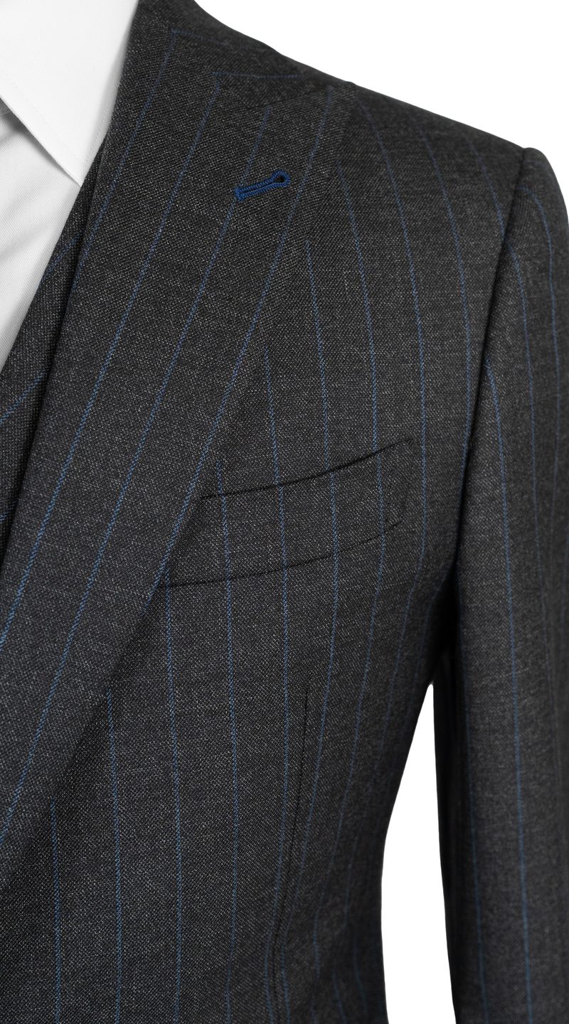 Complet Rayures Bleu Charbon