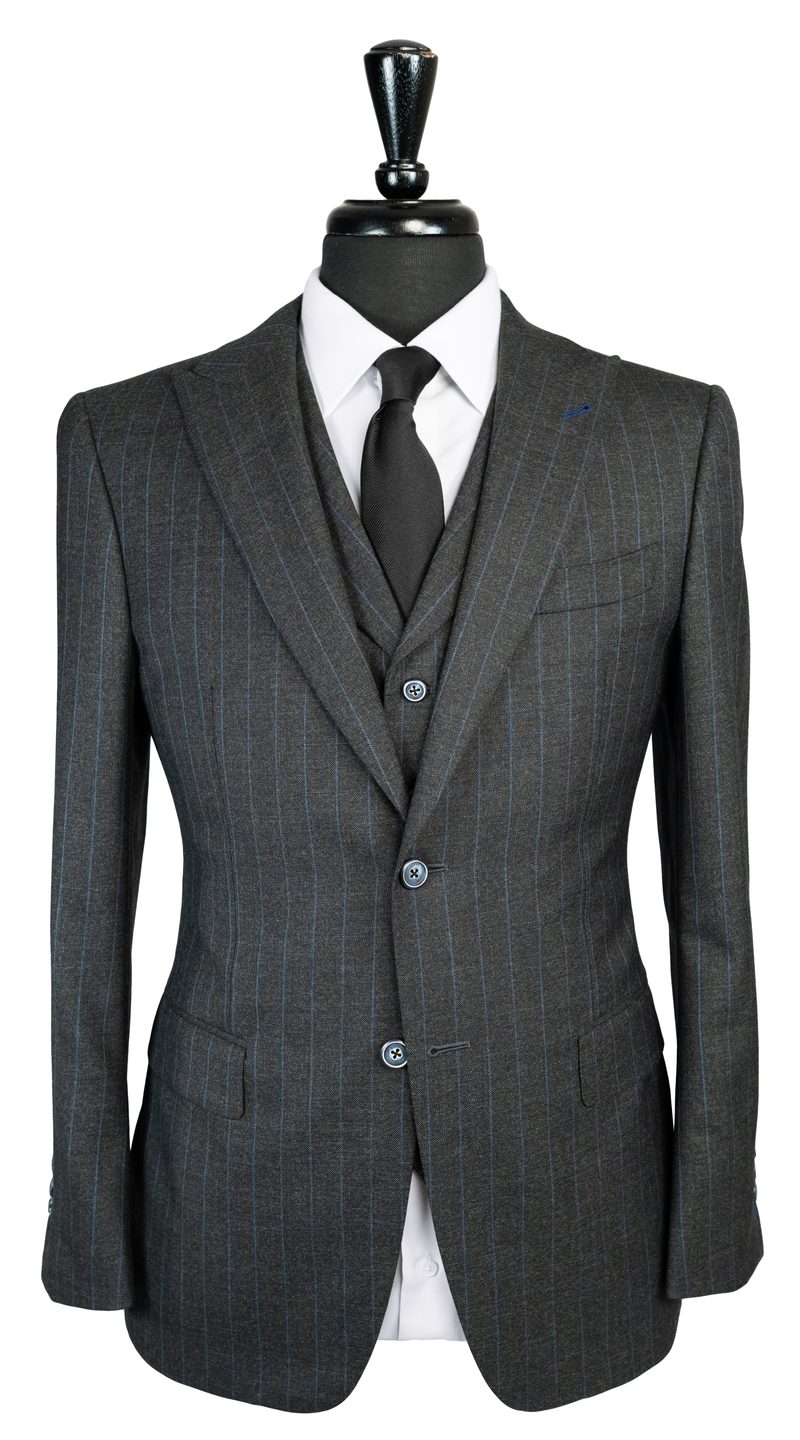 Complet Rayures Bleu Charbon