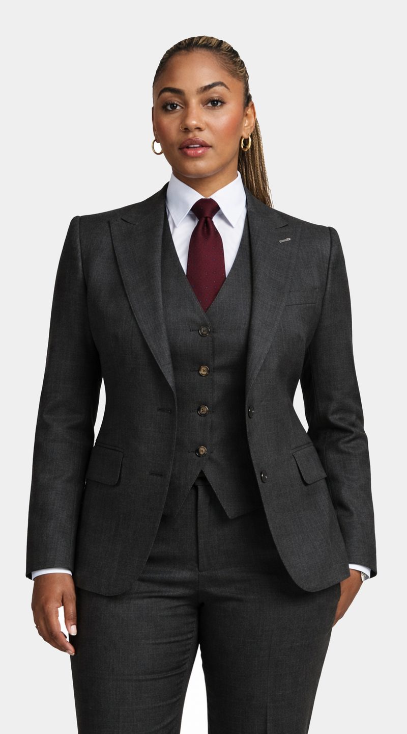 Complet Laine Birdseye Charbon Femme