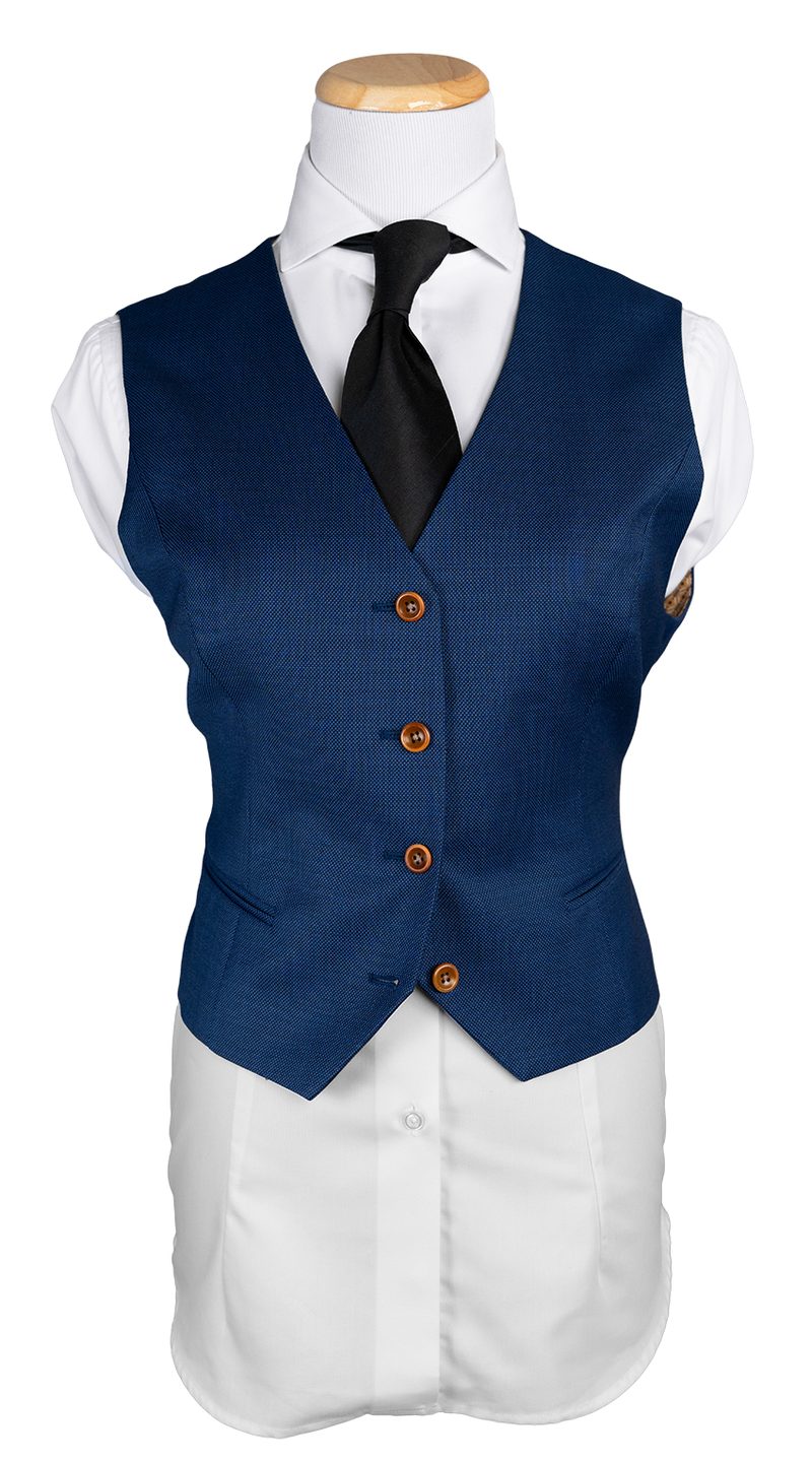 Complet Laine Birdseye Bleu Cobalt Femme