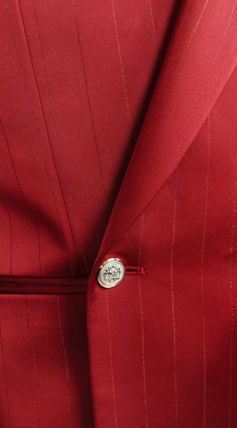 Complet Crimson Pinstripe Un Bouton