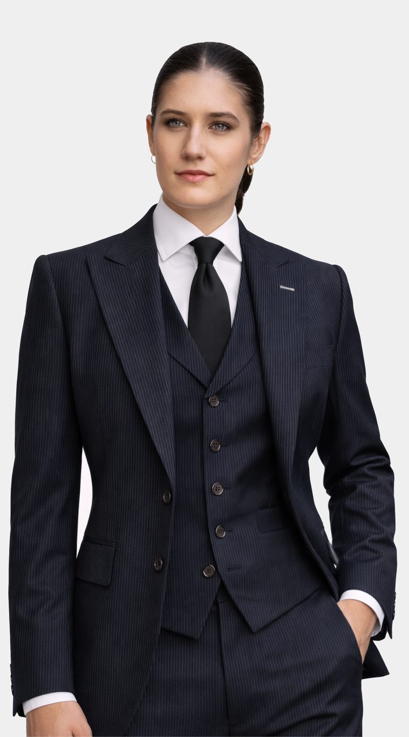 Complet Rayures Bleu Marine Foncé Femme
