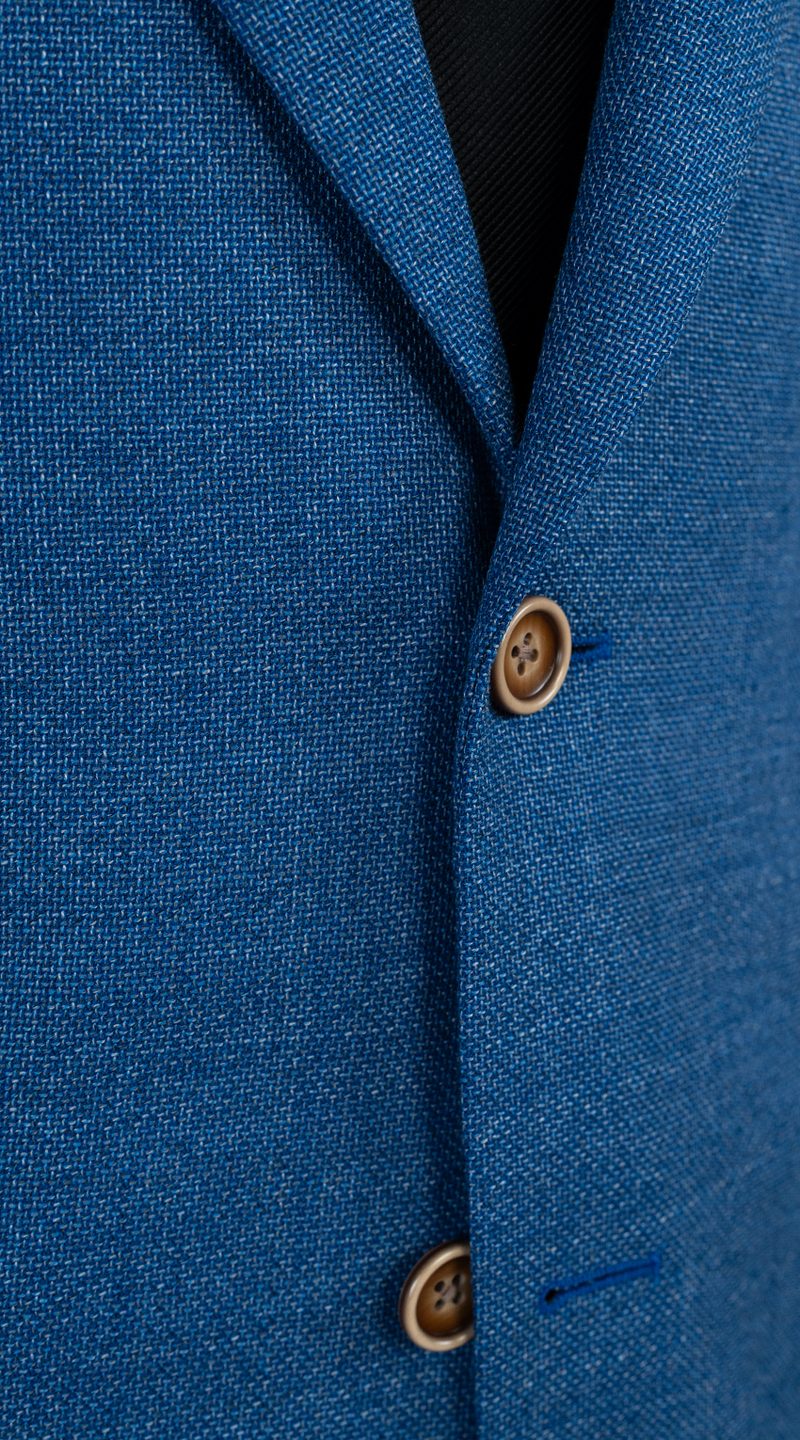 Denim Blue Hopsack Wool Suit