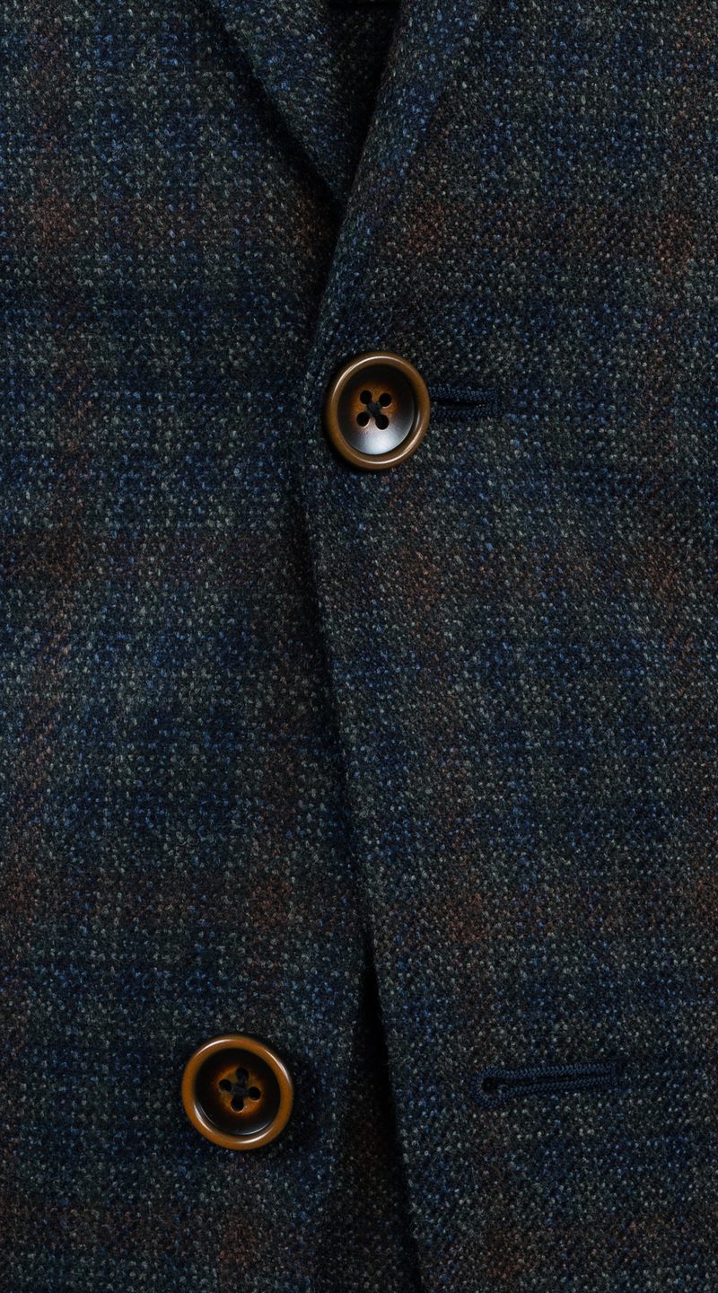 Complet Laine Carreaux Bleu Sarcelle Marron
