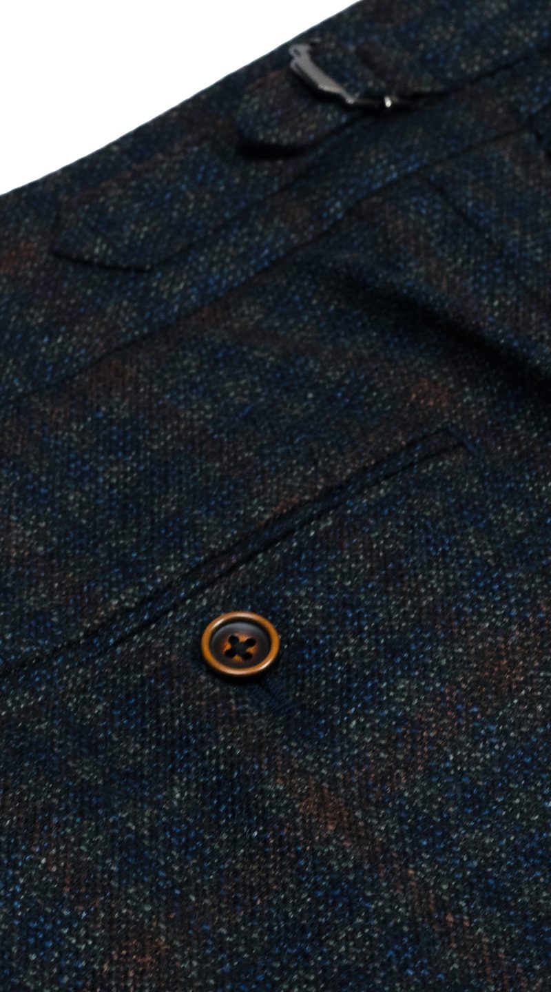 Complet Laine Carreaux Bleu Sarcelle Marron
