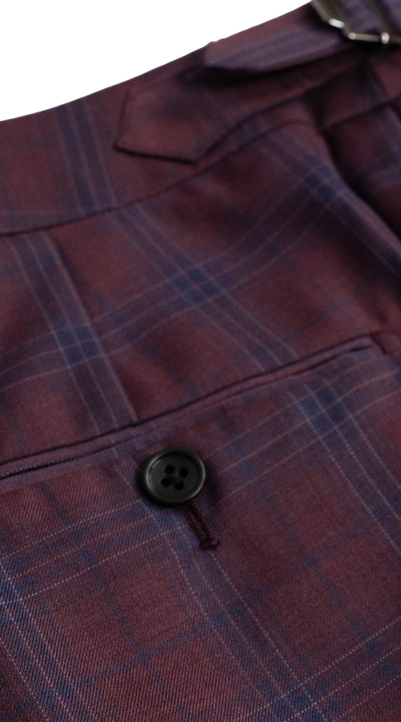 Women's Plum Navy Plaid Wool Suit 