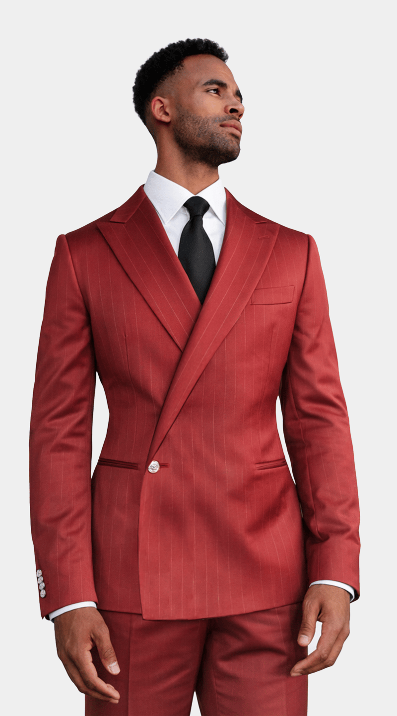 Complet Crimson Pinstripe Un Bouton