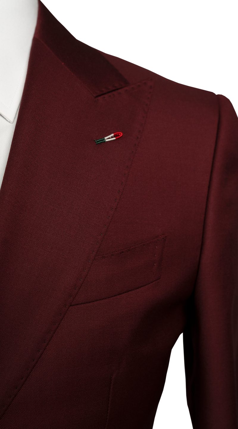 Burgundy Wool Three-Piece Suit