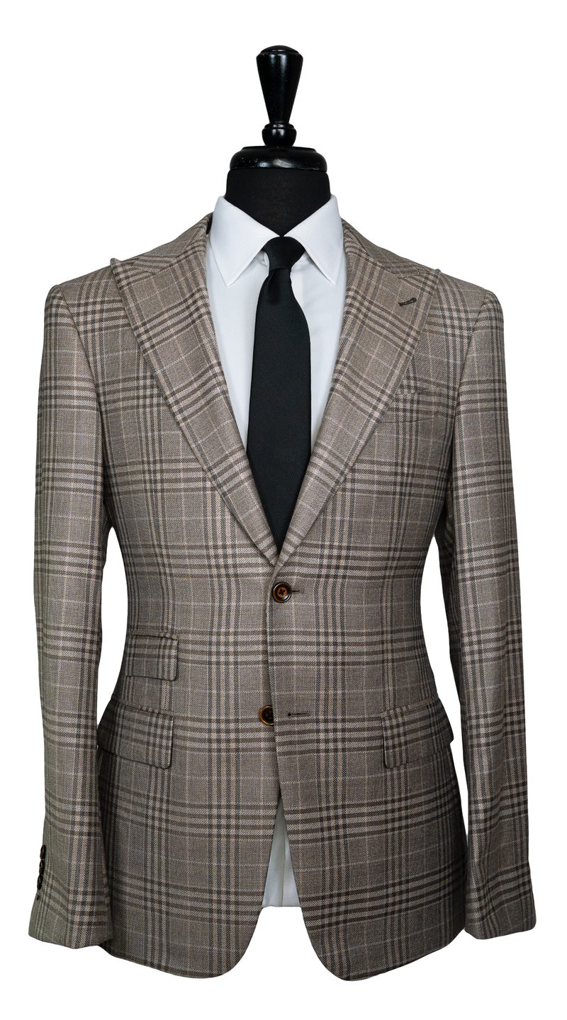 Taupe Brown Glen Plaid Wool Suit