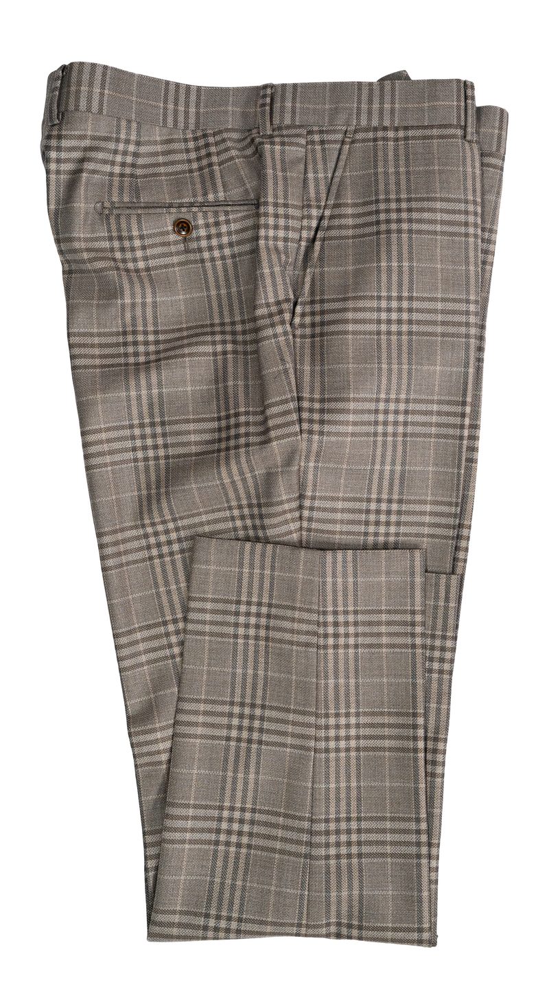 Taupe Brown Glen Plaid Wool Suit