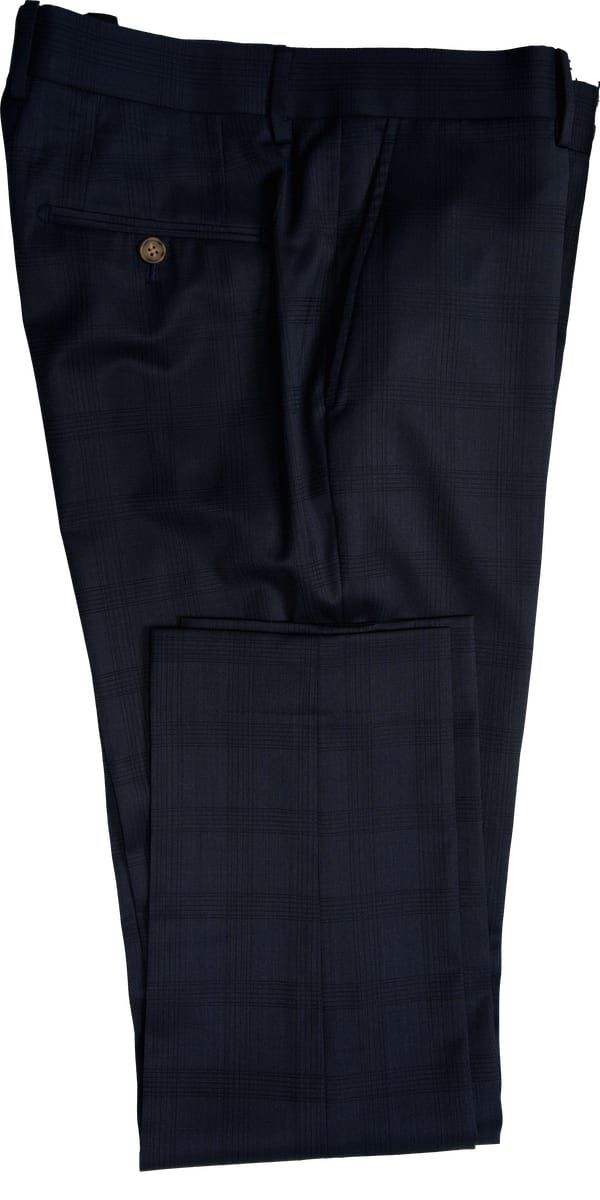 Complet Laine Bleu Foncé Carreaux Discrets
