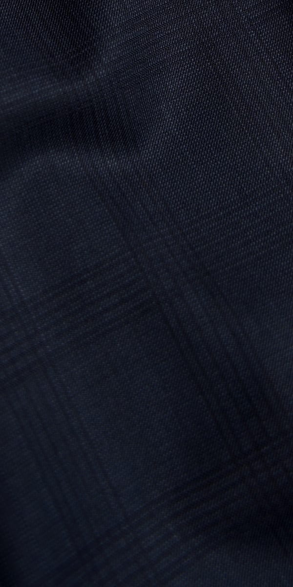 Complet Laine Bleu Foncé Carreaux Discrets