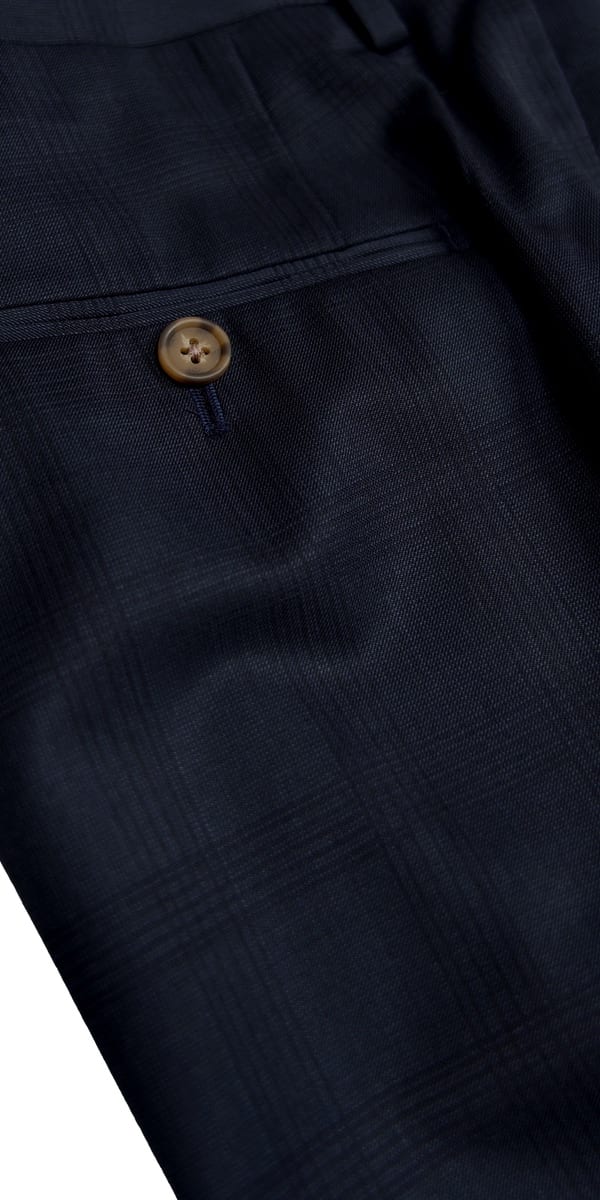 Complet Laine Bleu Foncé Carreaux Discrets