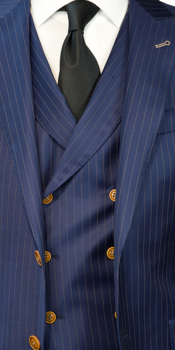 Complet Laine Bleu Marine Rayures Dorées