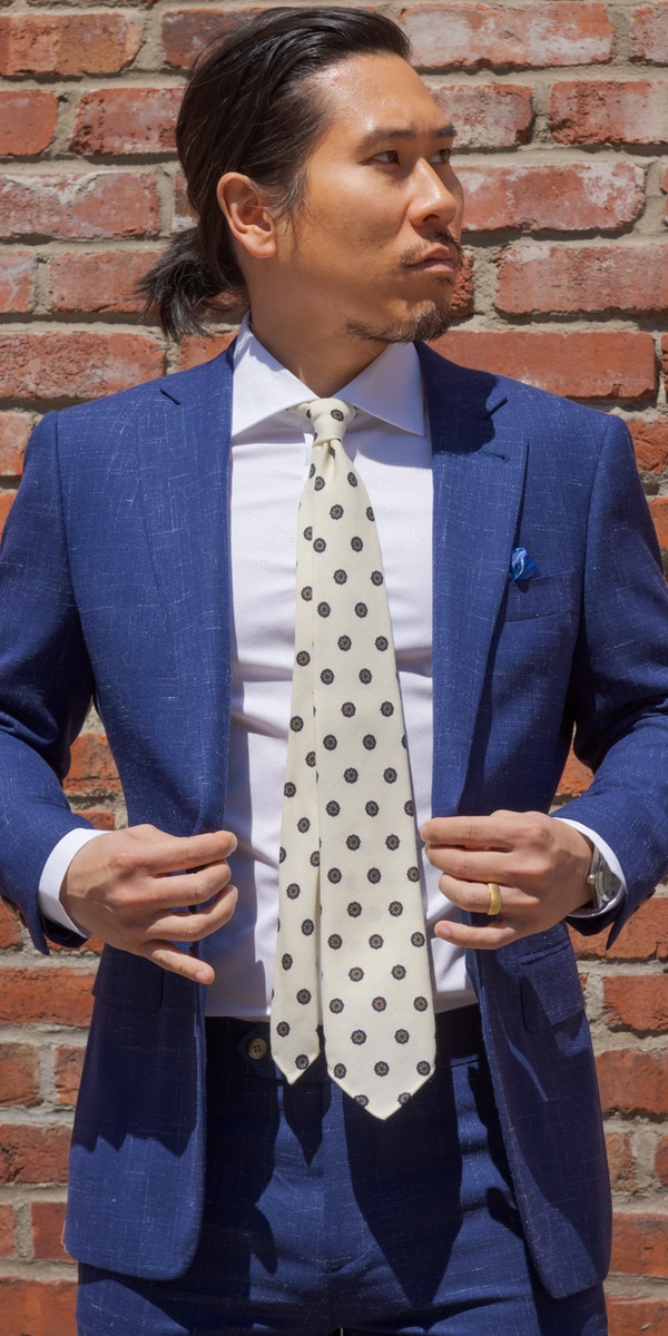 Blue Canvas Wool Suit