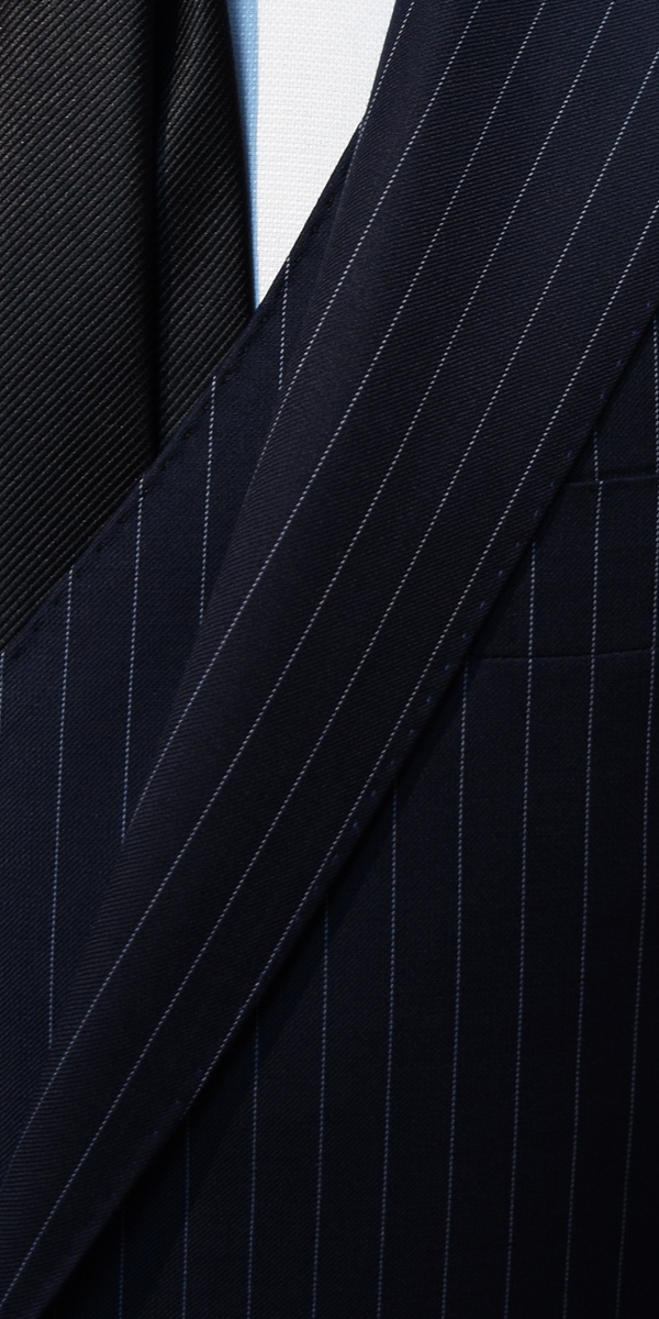 Midnight Blue Dotted Pinstripe Wool Suit