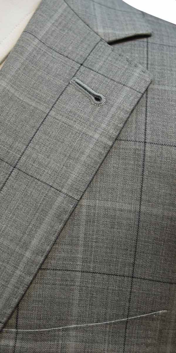 Light Grey Windowpane Wool Suit