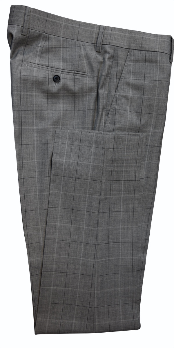 Light Grey Windowpane Wool Suit