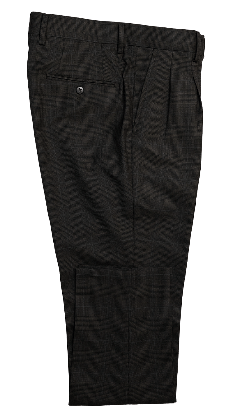 Complet Prince de Galles Marron Avec Surpiqûres Bleues