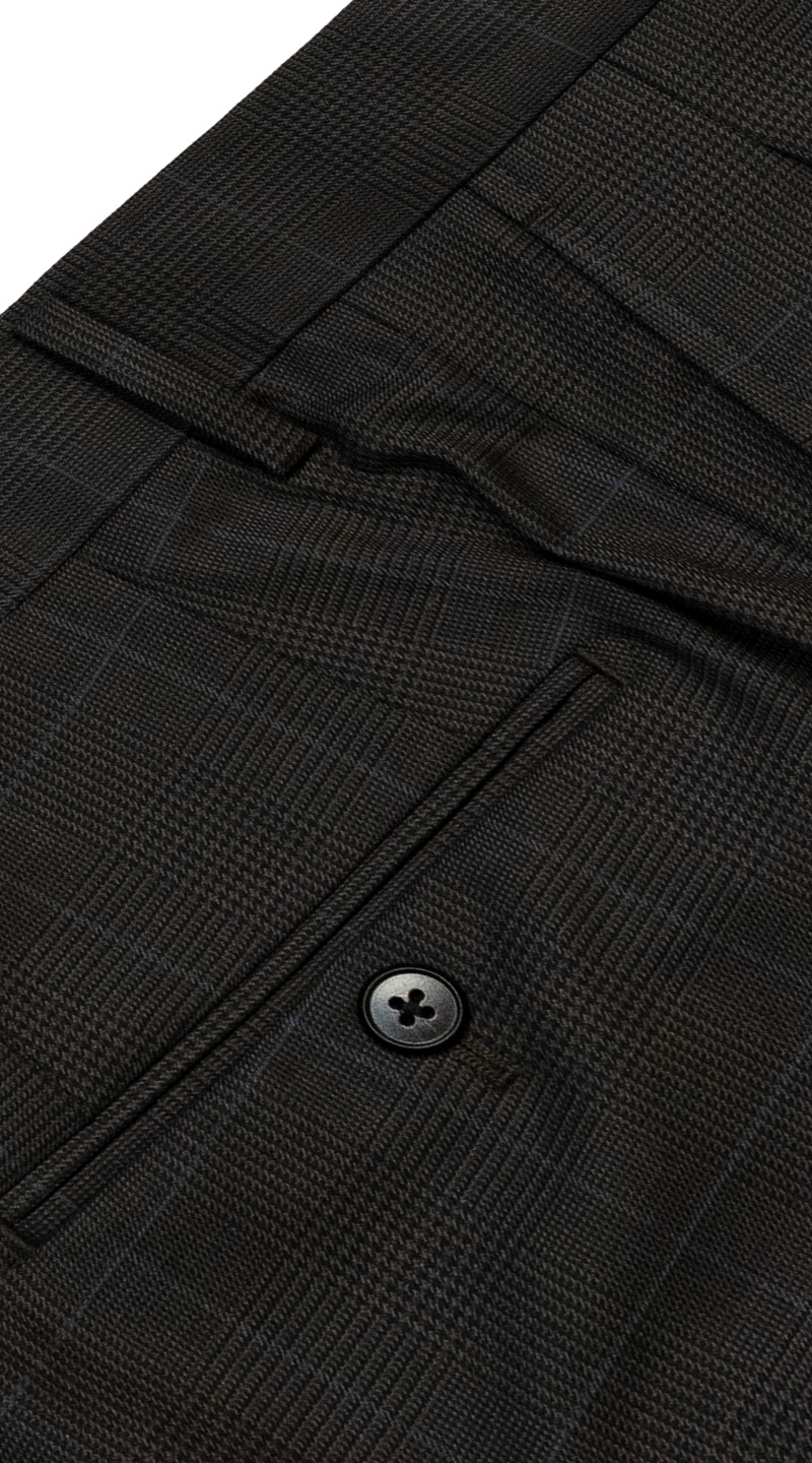 Complet Prince de Galles Marron Avec Surpiqûres Bleues