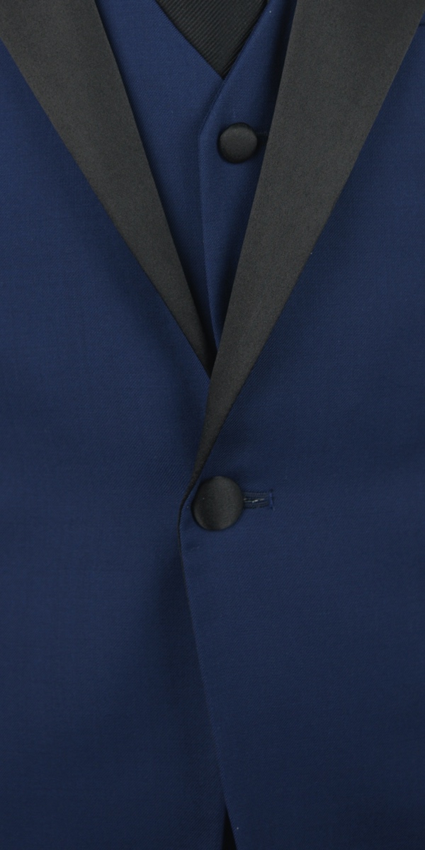 Tuxedo bleu Oxford à revers aigu