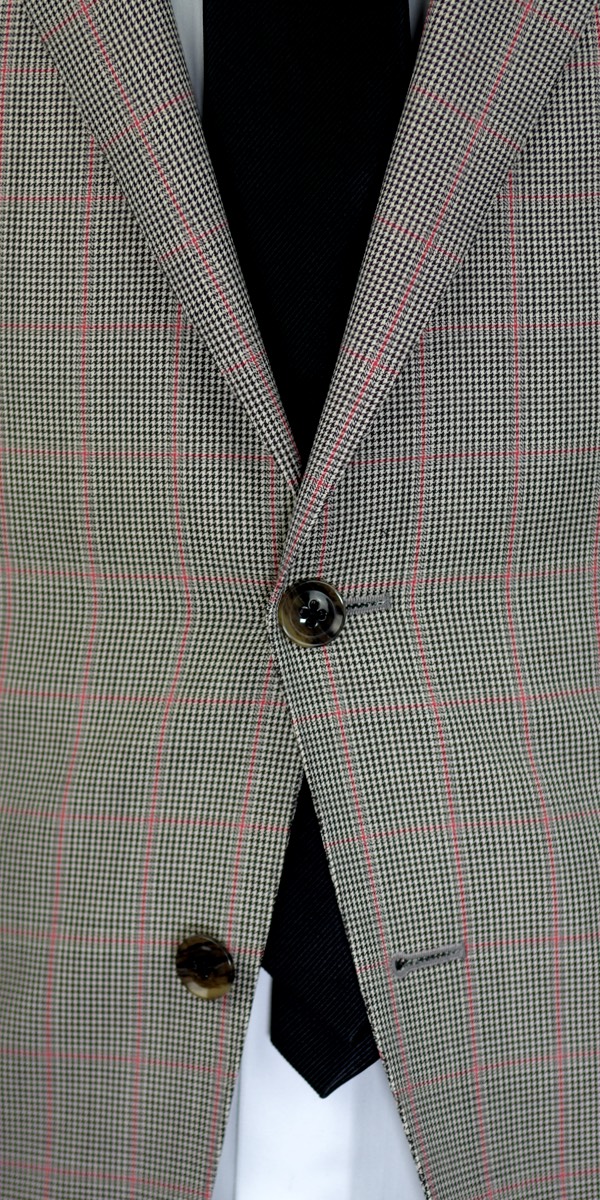 Houndstooth with Red Check Wool Suit