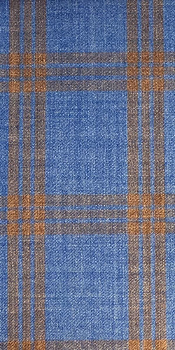 Complet Laine Carreaux Bleu Ciel Jaune