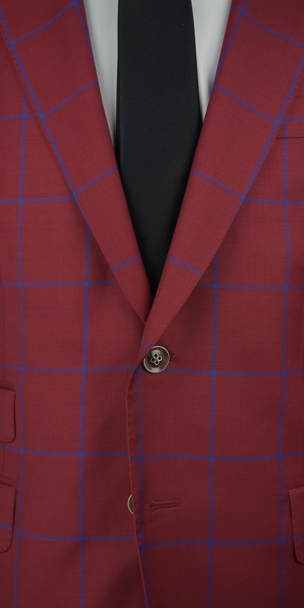 Red Windowpane Wool Suit