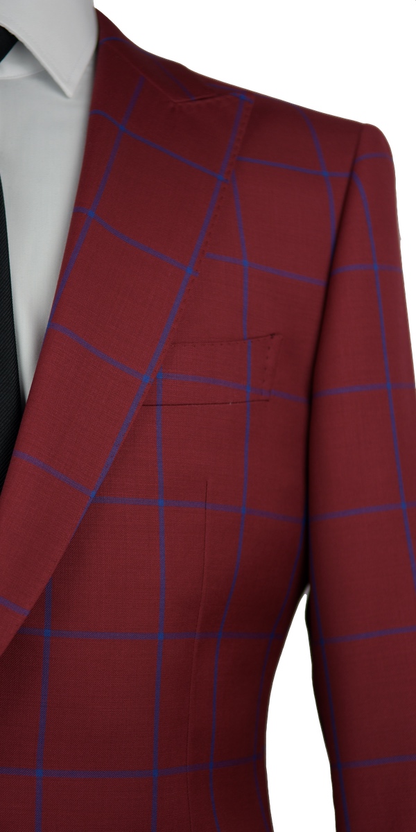 Red Windowpane Wool Suit