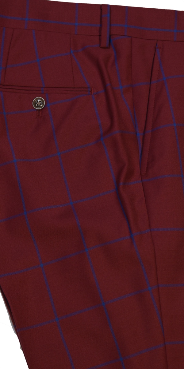 Red Windowpane Wool Suit