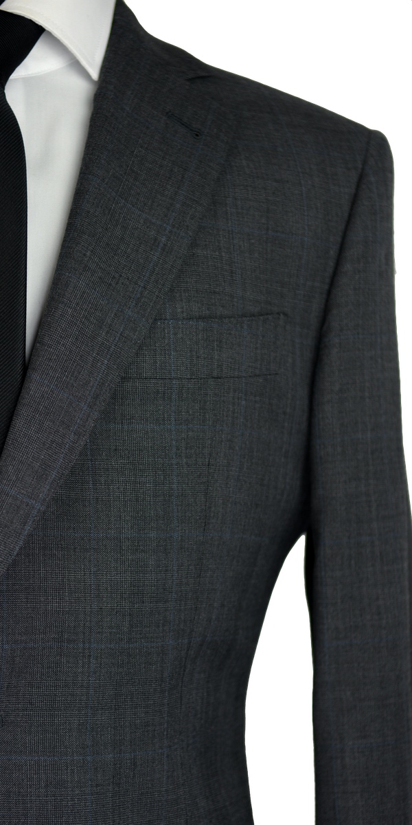 Dark Grey Prince of Wales Wool Suit