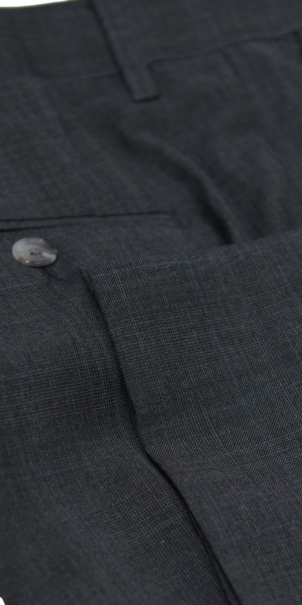 Dark Grey Prince of Wales Wool Suit