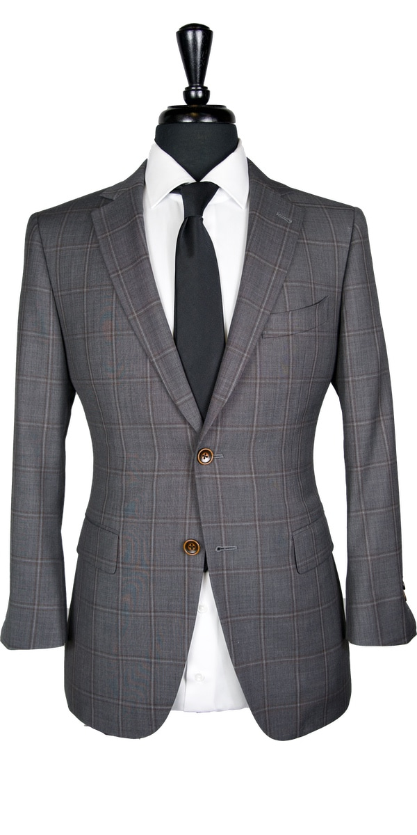 Grey with Brown Windowpane Suit