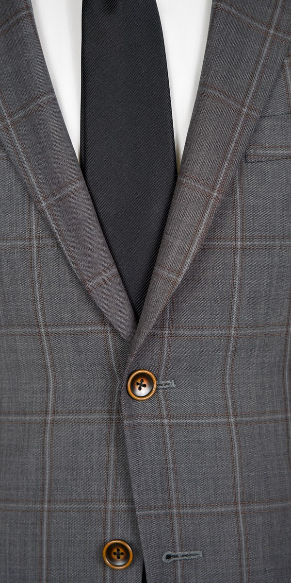 Grey with Brown Windowpane Suit