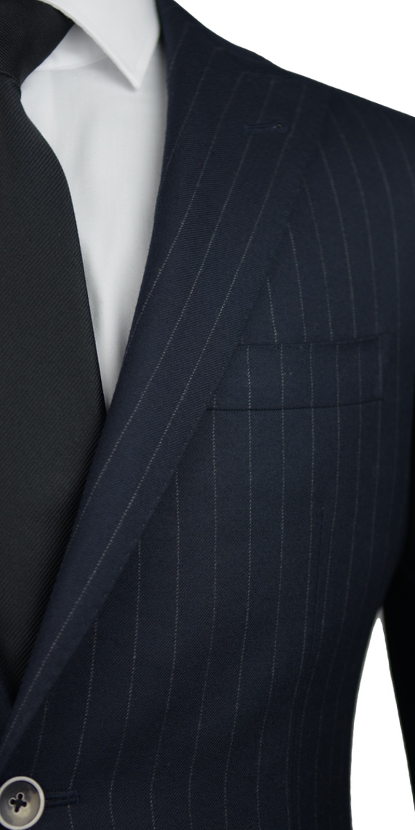 Complet Laine Sergé Rayures Bleu Baie