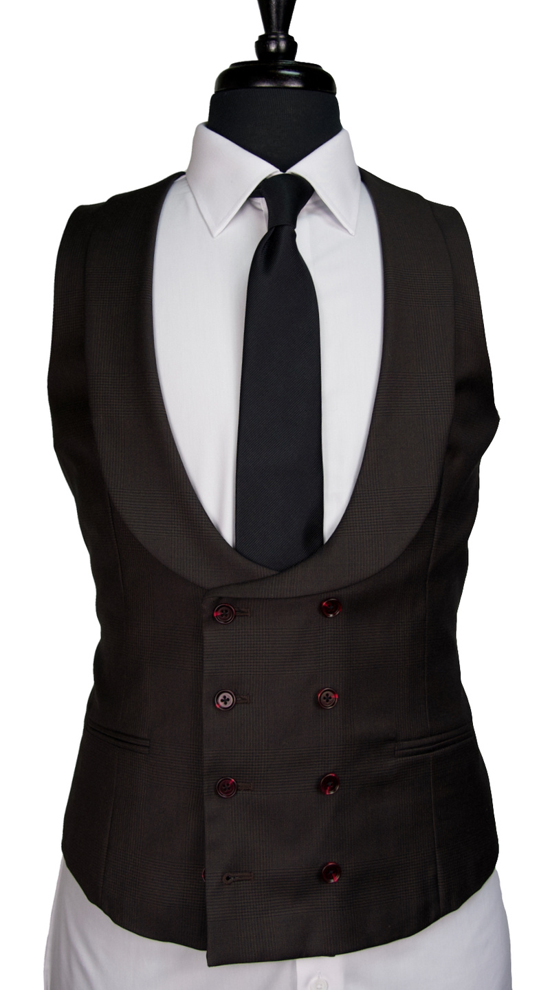 Brown Prince of Wales Wool Suit