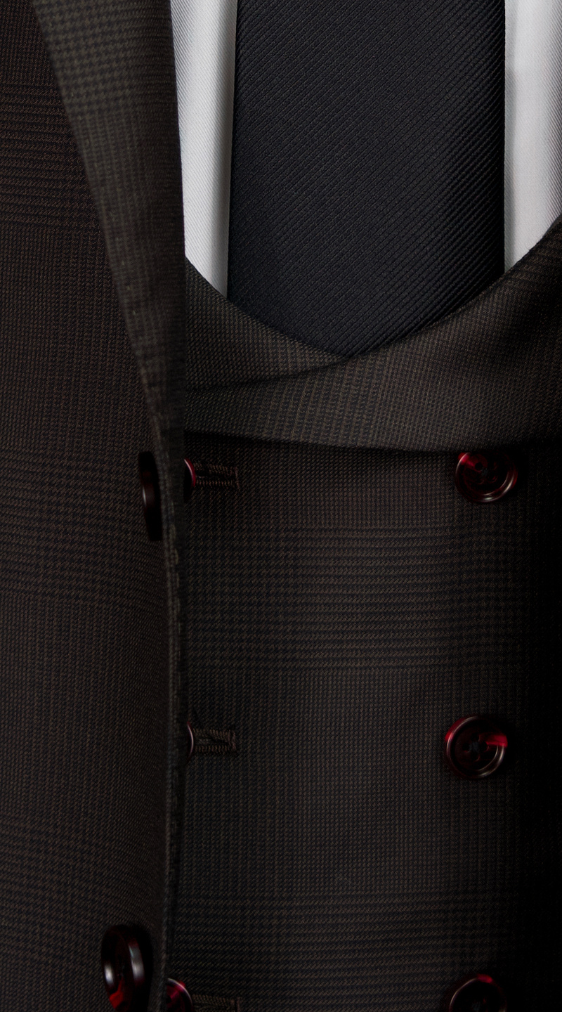 Brown Prince of Wales Wool Suit