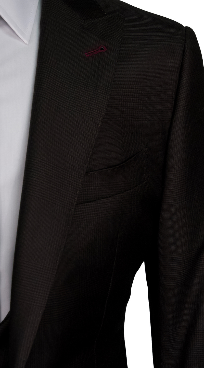 Brown Prince of Wales Wool Suit