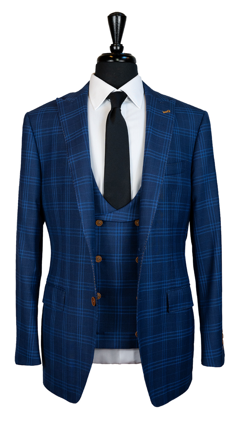 Lapis Blue Windowpane Chic Suit