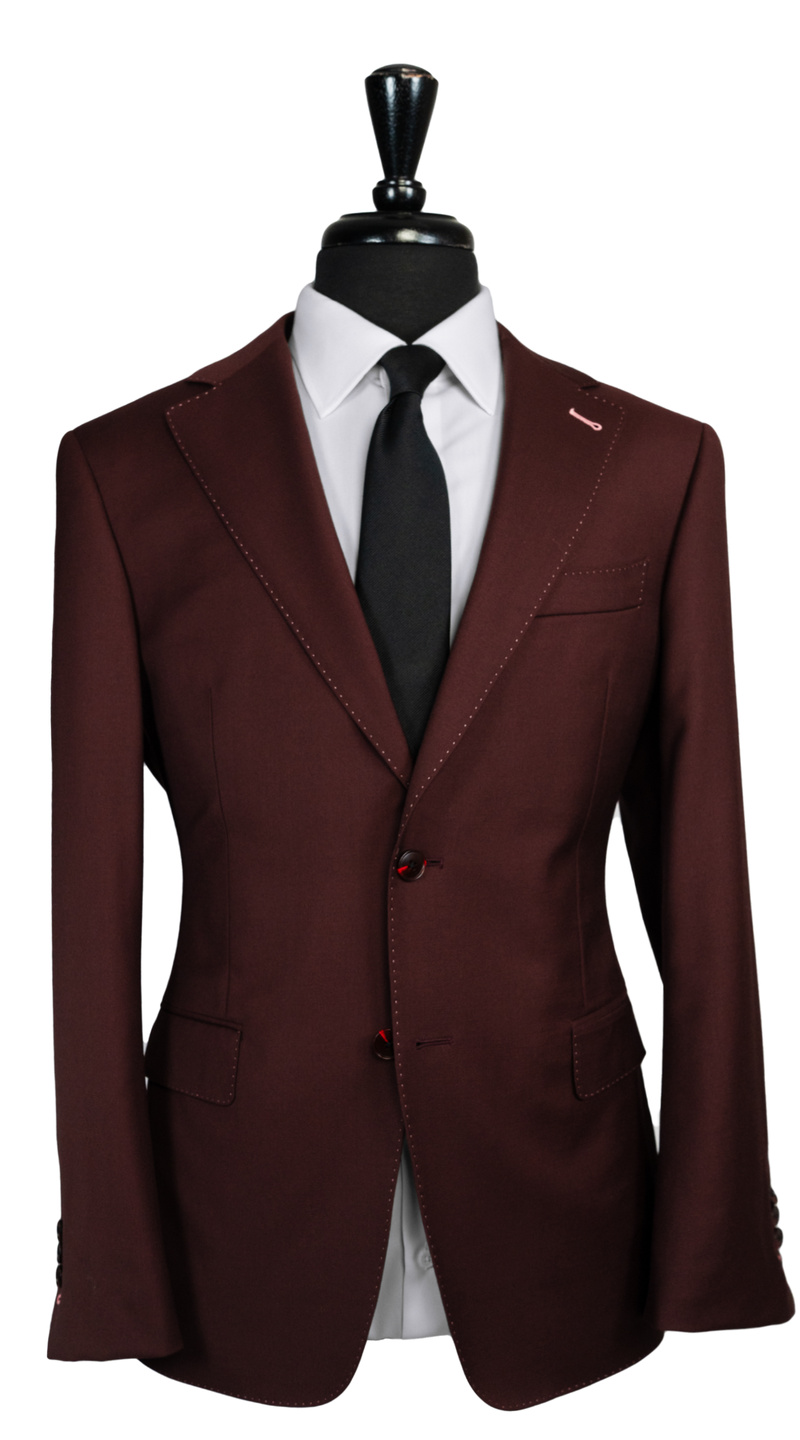 Burgundy Classic Wool Suit