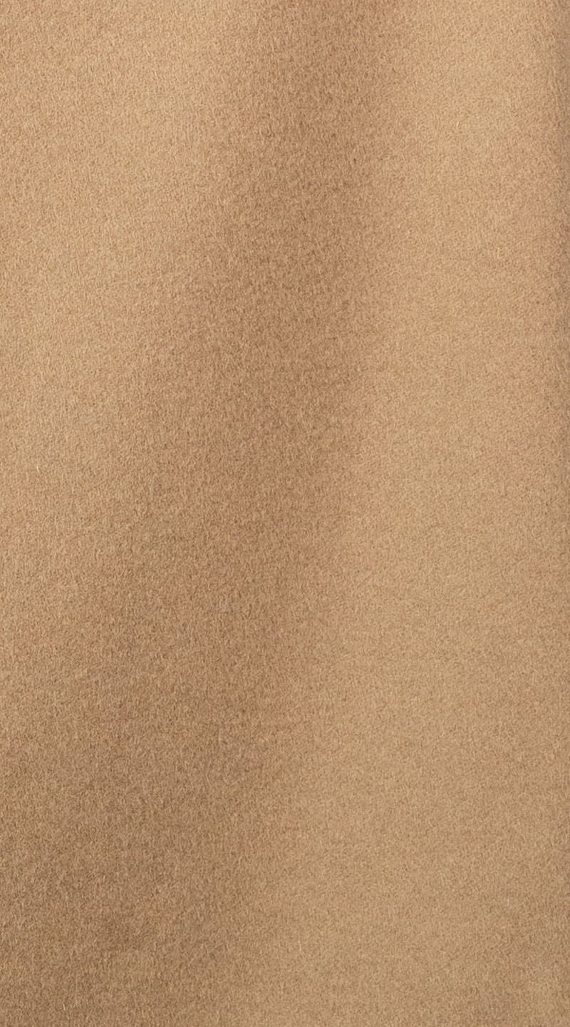 Camel Double-Breasted Wool Overcoat