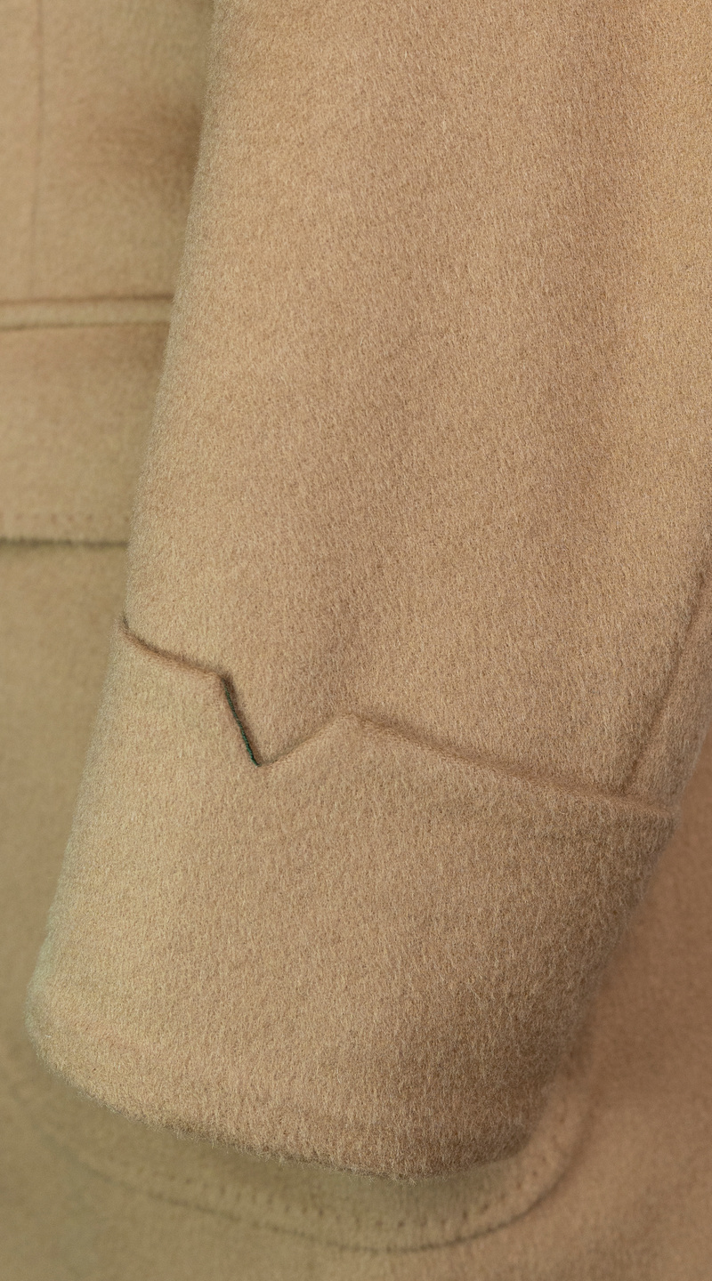 Camel Double-Breasted Wool Overcoat