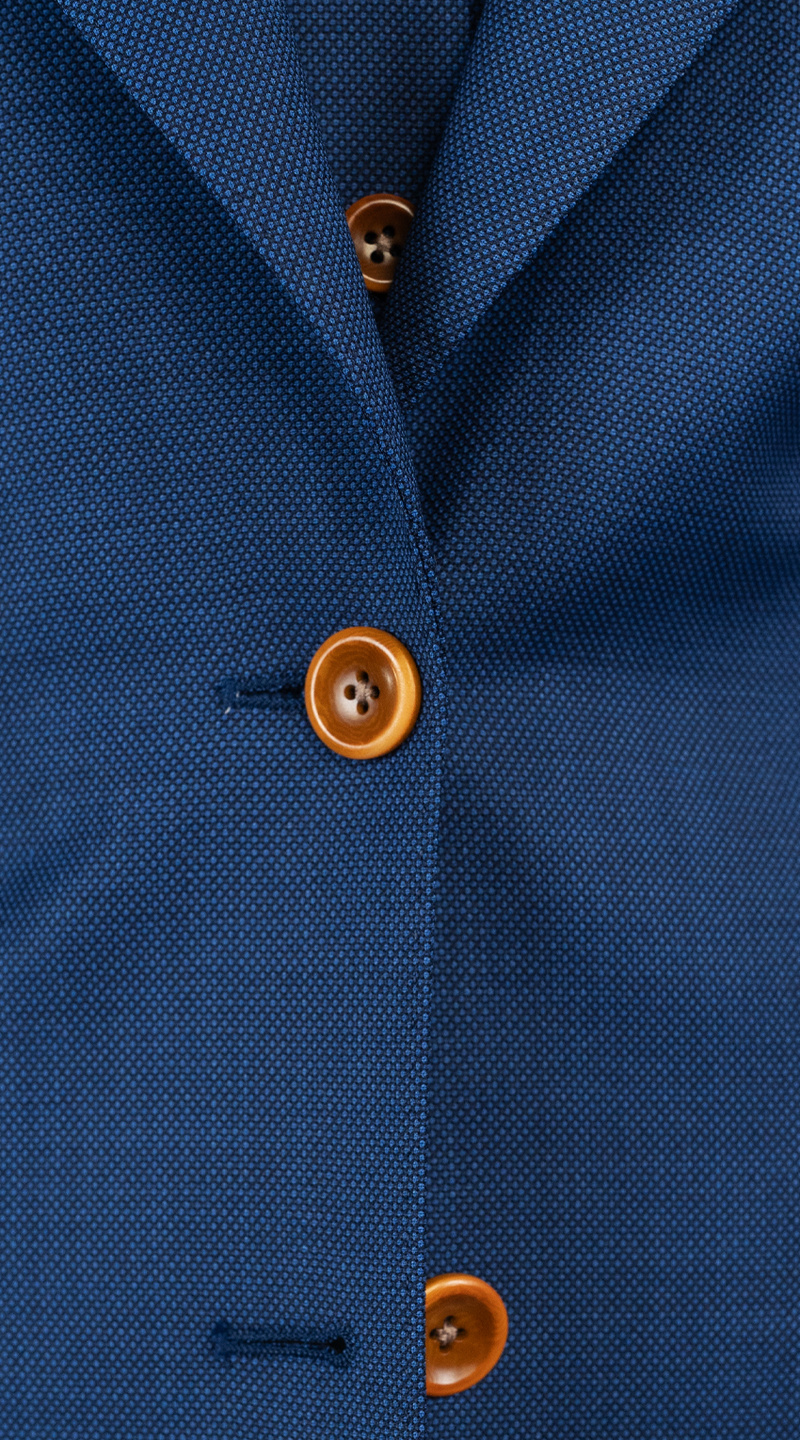 Complet en Laine Birdseye Bleu Cobalt