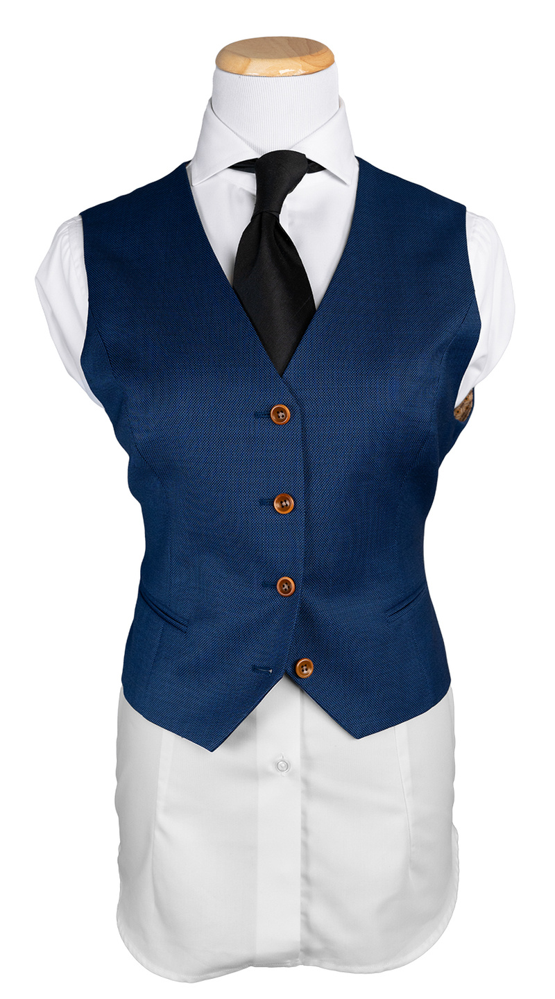 Complet en Laine Birdseye Bleu Cobalt