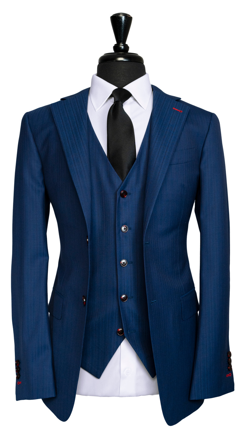 Cobalt Blue Pinstripe Three-Piece Suit